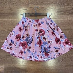 Pink floral skater skirt